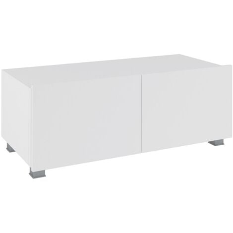 FURNIX Lowboard PUNE 100 TV-Schrank für Wohnzimmer Weiß/Weiß Glanz