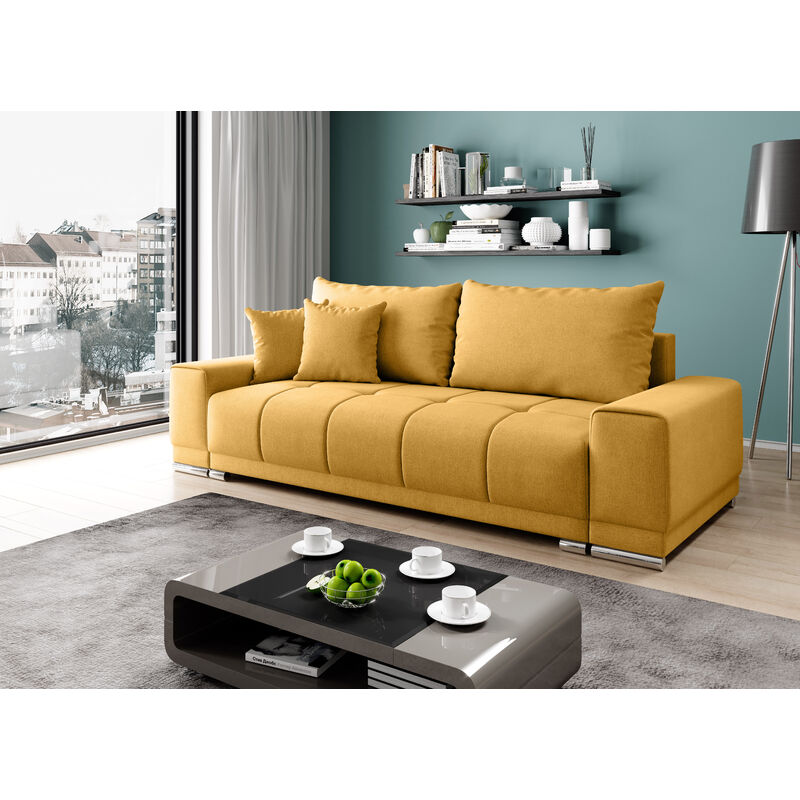 Furnix - Sofa MUSCHIO 3Sitzer Schlafsofa mit Schlaffunktion Bettkasten Couch AL120