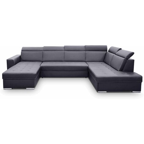 FURNIX Schlafsofa DOSTRAL U-Form Bettkasten verstellbare Kopfstützen SF20 Grau