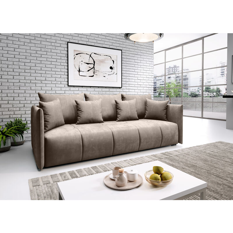 Furnix - Sofa ASVIL 3-Sitzer Schlafsofa Couch mit Schlaffunktion Bettkasten MH 09