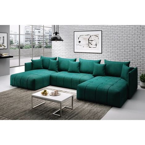 FURNIX U-Form-Sofa ASVIL Wohnzimmersofa mit Schlaffunktion und Bettkasten MH37