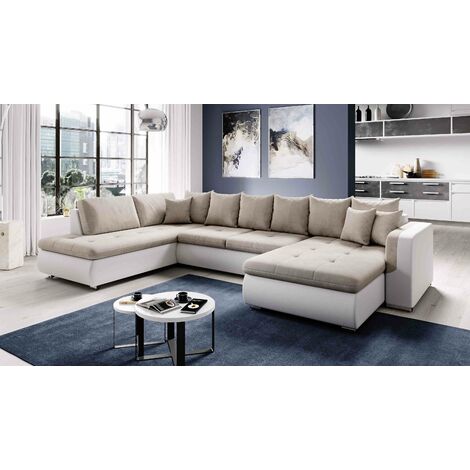 FURNIX XXL Sofa FIORENZO mit Schlaffunktion Sofakissen Couch U-Form MA 120+AM 25