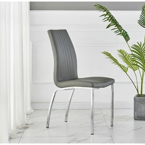 FURNIZONE UK Modalux Chairs Grey Faux Leather (Set of 2)