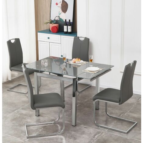 FURNIZONE UK Piccolo Grey 4-Seater Dining Table with 4 Isaac Chairs
