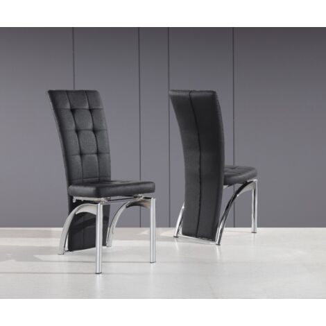 FURNIZONE UK Ravenna Chairs Black Faux Leather (Set of 2)