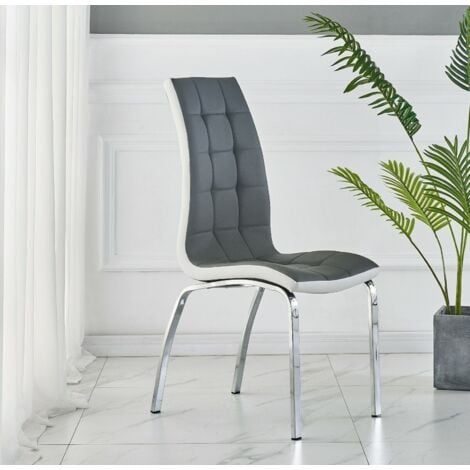 FURNIZONE UK Vienna Chairs Grey Faux Leather (Set of 2)