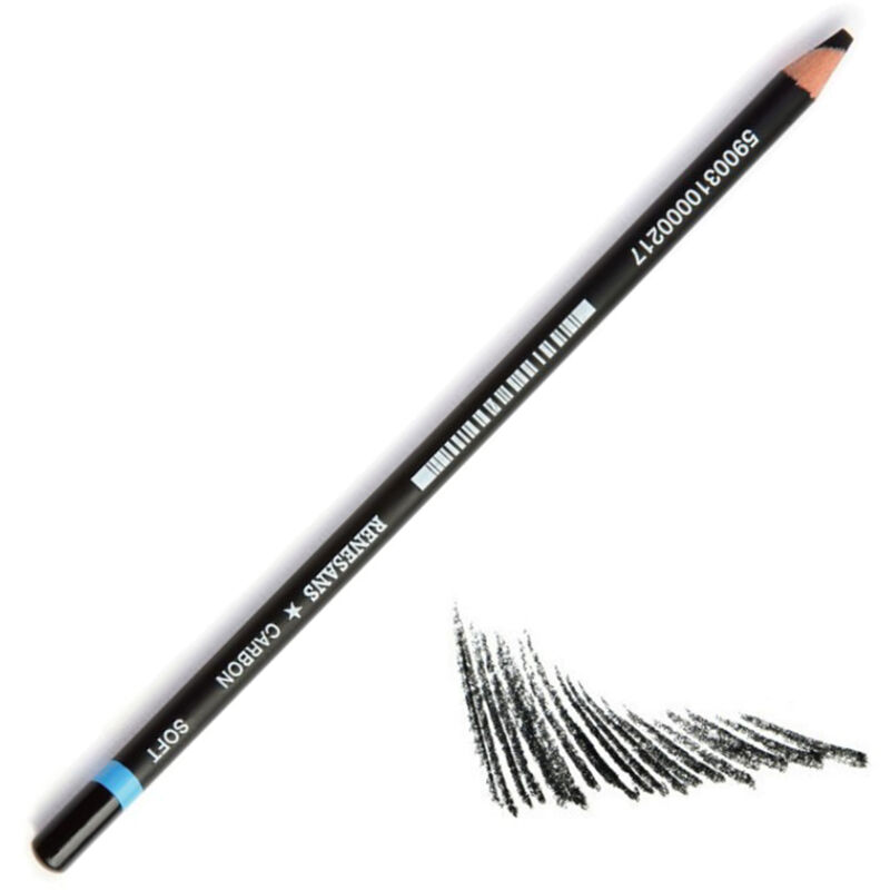 Fusain noir dans un crayon à dessin RENESANS Carbon SOFT dans un cadre