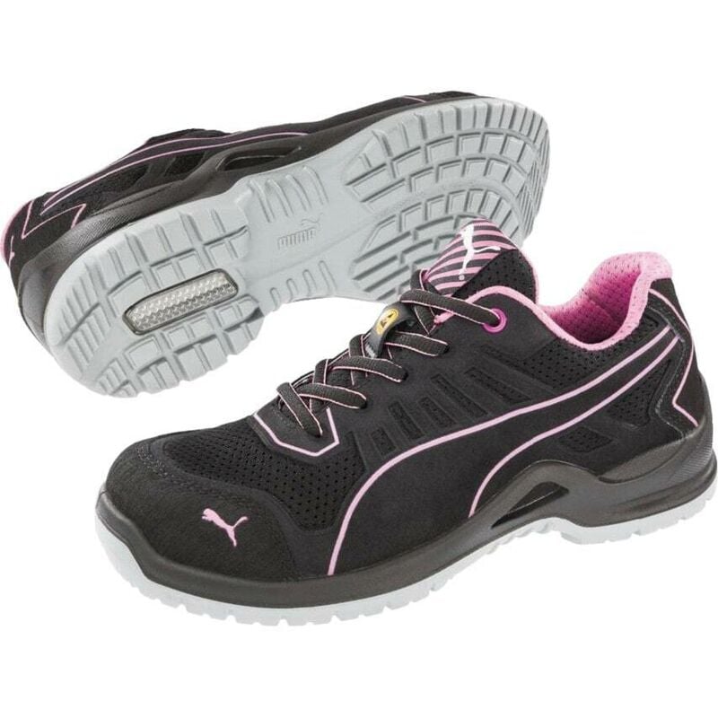 Puma - Fuse Technic Ladies Black/Pink Safety Trainers - Size 4