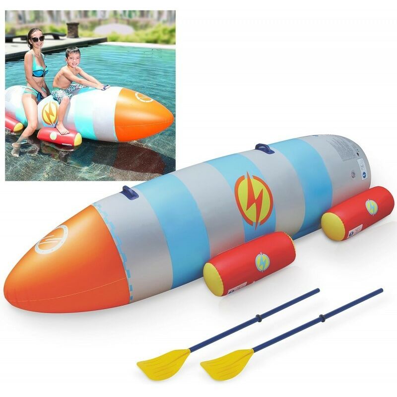 Bb-loisir - Fusée à eau Bouée gonflable Ballon flotteur pour piscines xxl 195x72x44cm 2 Pagaies pour adultes et enfants à partir de 6ans