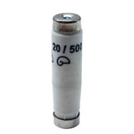 Fusibile cilindrico civile FC, intervento ritardato, 13x50mm, 400V 20A, impiego gG, con indicatore di fusione - Wimex 5100220