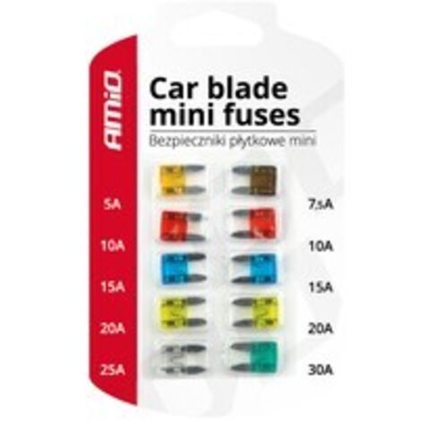 Fusibili a lama per auto, mini set da 10 pezzi, 5 - 30A
