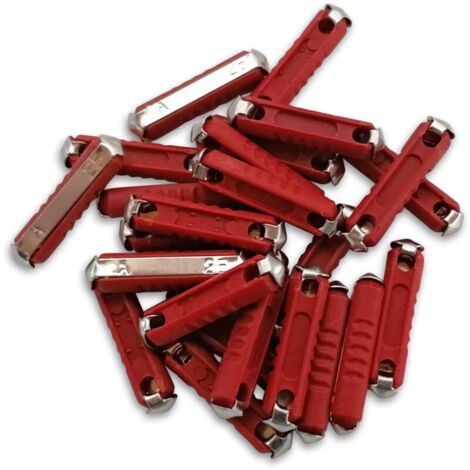 Fusibili in steatite da 25A, confezione da 25 – Protezione efficace per impianti elettrici – Dimensioni 25 x 6 mm – Colore rosso