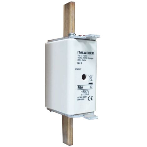 Fusible à couteau Italweber NH 0 courbe standard gG 50A 500V 1505050