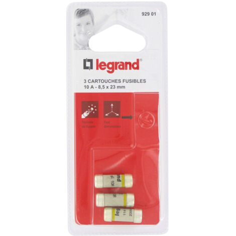 Fusible à voyant 10 ampères 8.5x25.8 x3 blister de 3 pièces - LEGRAND