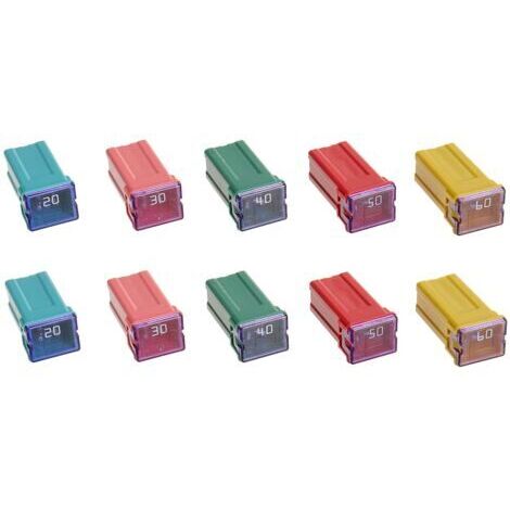 Fusible Assortiment 20A 30A 40A 50A 60A Kit de Fusibles en Forme de Boîte à Profil Haut pour Camions ＆ Voitures (Lot de 10, 2 pour chaque Ampérage)