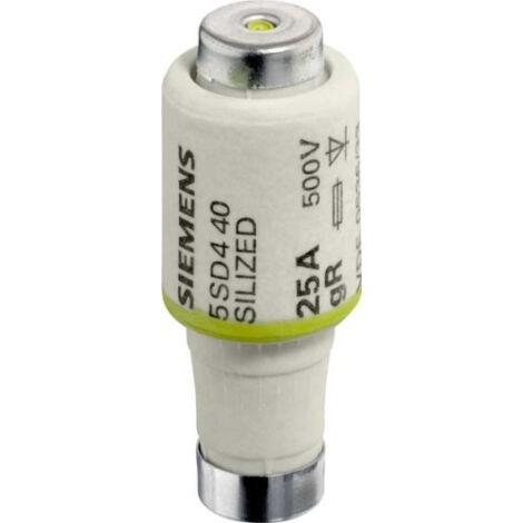 Fusible bouteille Siemens, 25A, taille DII, gR, 500V c.a. / V c.c. ( Prix pour 1 )