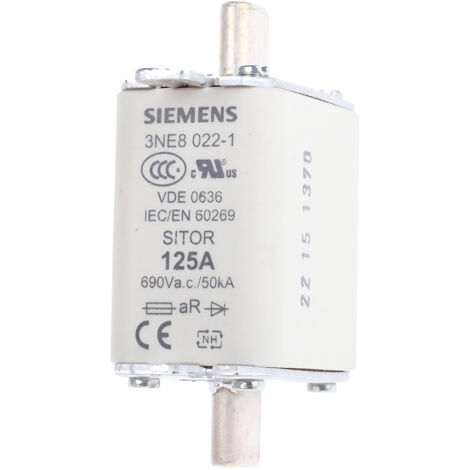 Fusible BS88 à pattes centrées 125A Siemens NH00 690V c.a., aR ( Prix pour Paquet de 3 )