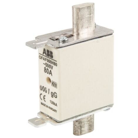 Fusible BS88 à pattes centrées ABB 0, 80A, gG 500V ( Prix pour 1 )