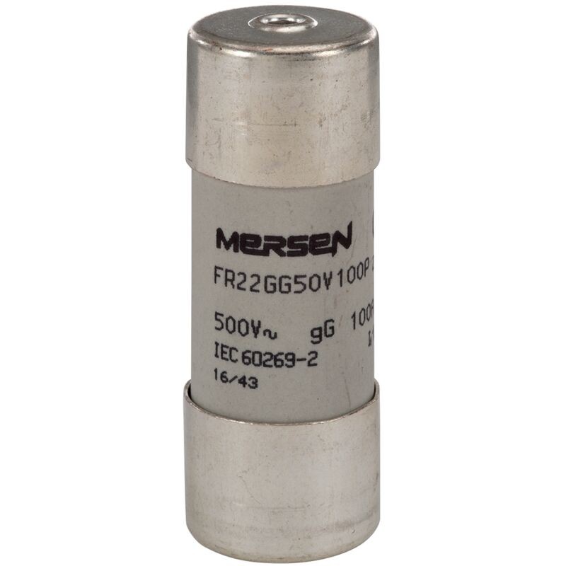 Fusible cartouche - 22 x 58 - gg - 125a - 500v - avec percuteur - boite de 10 Mersen h218208