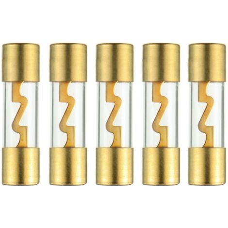 Fusible de audio para coche AGU de vidrio chapado en oro de 60 A para protección de potencia de amplificadores estéreo de coche/automóvil/nave (paquete de 5)