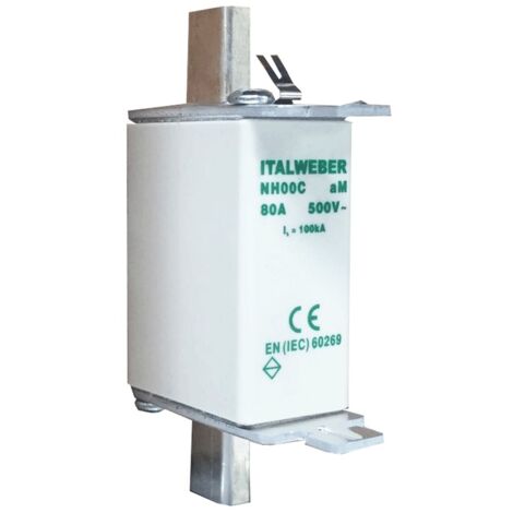 Fusible de cuchilla Italweber NH 00C curva estándar aM 80A 500V 1602080