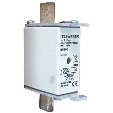 Fusible de cuchilla Italweber NH 00C curva estándar gG 100A 500V 1500690