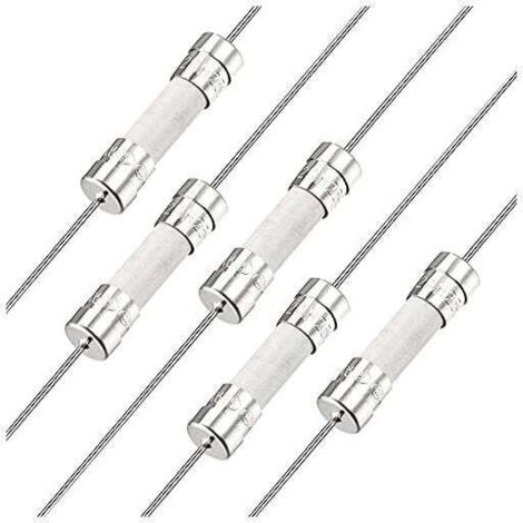 Fusible de retardo de tiempo de acción lenta, cable conductor, fusibles cerámicos, 5 mm x 20 mm, 250 V, T2 A, 5 unidades
