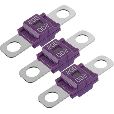 Fusible MIDI haute puissance 200 A violet – Lot de 3 pour voitures, bus, camions, caravanes et engins de chantier