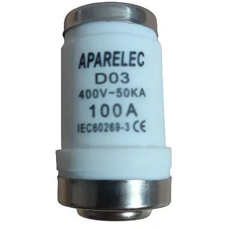 Fusible Neozed D03 80-100A 400V Aparelec - Intensidad 100A