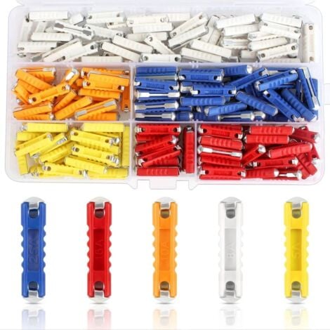 Fusible Torpille, 200 Pcs Torpedo de Voiture Fusible pour Voiture Classique Voiture Moto, Fusible Torpille pour Voiture avec Boîte de Rangement et Fusibles de Voiture Continentaux (5A/8A/10A/16A/25A)