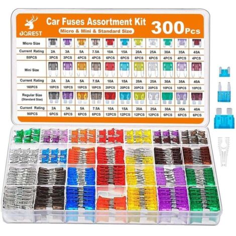 Fusible Voiture Set, 160 Mini Fusible Auto + 90 Moyenne Fusible Automobile + 50 Micro Fusible + Extracteur - pour Voiture/RV/Camion/Moto (2A 3A 5A 7.5A 10A 15A 20A 25A 30A 35A 40A)