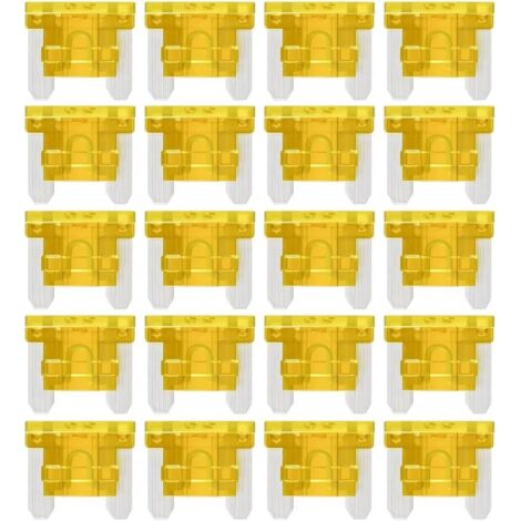 Fusibles à Lame ATT 20A, Mini-APS, 20A, pour Camping-Car, Auto, Moto, Camion (Lot de 20 Pièces)