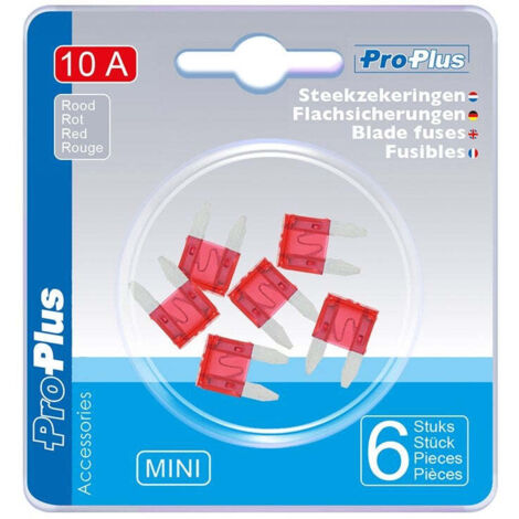 Fusibles a lame mini 10a rouge 6 pieces sous blister