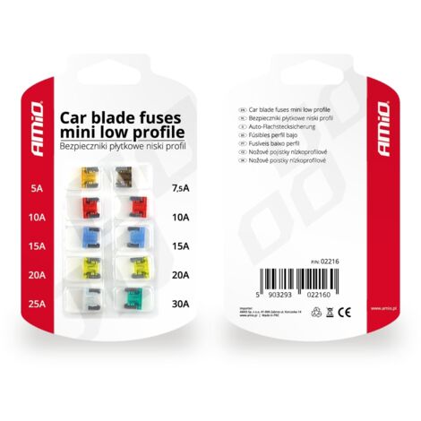 Fusibles automobiles à lames extra-plates, lot de 10 amio-02216
