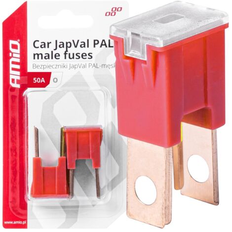 Fusibles automobiles mâles Japval PAL, 2 pièces, 50 A, amio-03399
