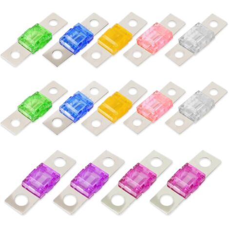 Fusibles Midi à Courant Élevé, 14 Pièces, 30/40/50/60/70/80/100 Amp, pour Système Audio-Vidéo Marin des Véhicules à Moteur, Plastique, Zinc, Multicolore