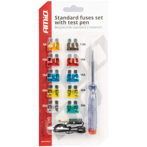 FUSIBLES STANDARDS 10PCS AVEC TESTEUR AMIO