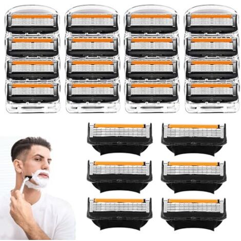 Fusion 5 Rasierklingen, 24 Stück Fusion 5 Rasierklingen für Herren, 5-lagige Rasierklingen-Nachfüllpackungen, kompatibel mit Fusion 5 Herrenrasierer zum Reinigen von Bart- und Körperhaaren