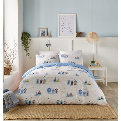Fusion - Beach Huts - Set copripiumino - Letto king size in blu