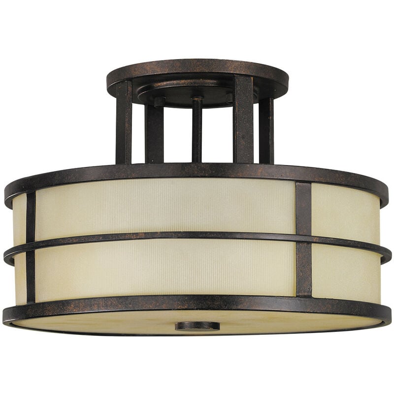 Fusion - 3 Light Semi Flush Ceiling Light Bronze, E27 - Elstead