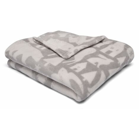 Fusion Snug - Coperta in pile con animali Scandi, 120 x 150 cm, colore: Grigio