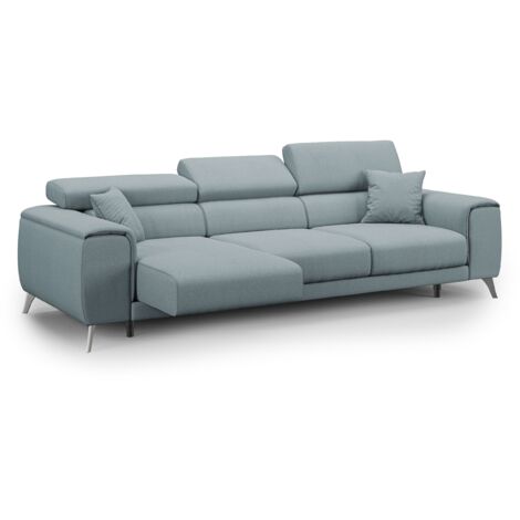 Fusion Sofá con asientos deslizantes en tela suave antimanchas 260 cm Azul Claro