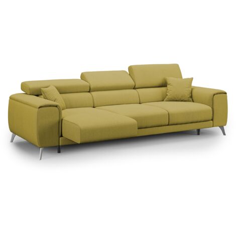 Fusion Sofa mit 3 Schiebesitzen aus abwaschbarem Stoff T05 260 cm gelb