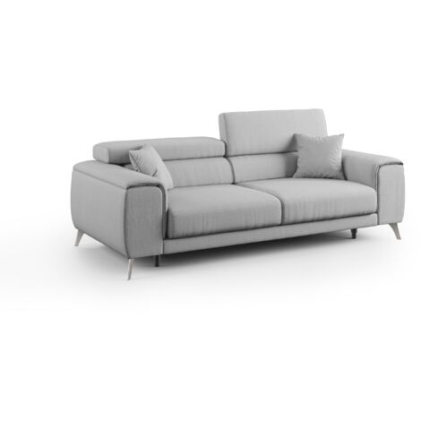 Fusion Sofa mit Schiebesitzen aus abwaschbarem Stoff T05 185 cm grau