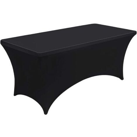 Fuß (244 x 76 x 76 cm) Stretch-Tischdecke, rechteckige Tischdecke aus Polyester und Spandex, waschbar und knitterfrei, Tischdecke für Bankette, Hochzeiten, Partys, Bars (Schwarz)