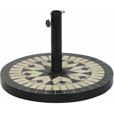 Fuß für Sonnenschirm DKD Home Decor Schwarz Edelstahl Weiß Steingut (50 x 50 x 32,5 cm)