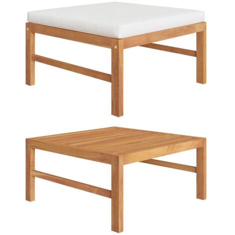 Fußhocker mit Creme Kissen Massivholz Teak vidaXL