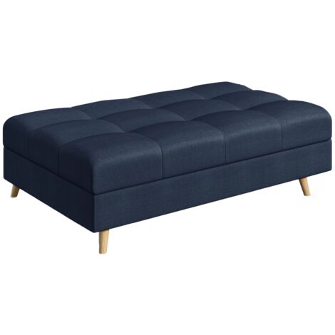 Fußhocker mit Holzfüßen Matthias aus Blau Luxusmicrofaser