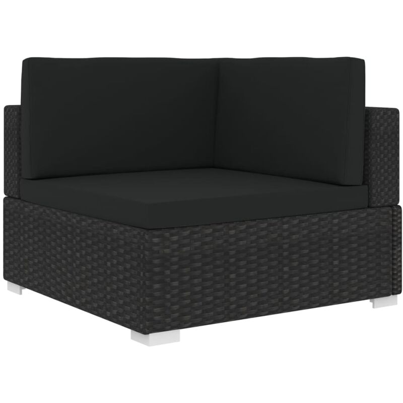 Vidaxl Modular-sofa-eckteil 1 Stk. + Auflagen Poly Rattan Schwarz
