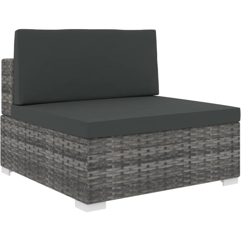 Modular-sofa-mittelteil 1 Stk. + Auflagen Poly Rattan Grau - Vidaxl